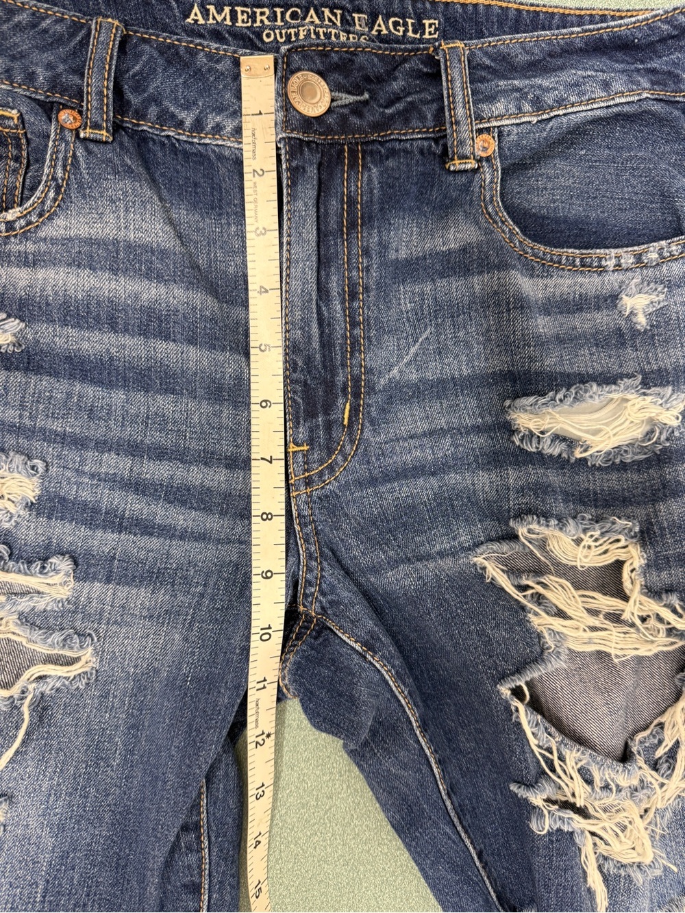 American Eagle Outfitters Distressed Bermuda Jean Shorts 10 - Picture 7 of 8